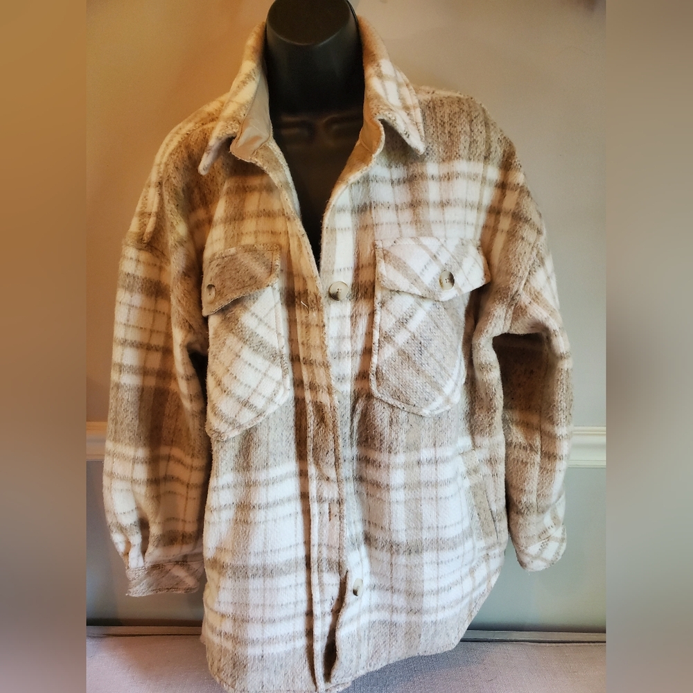 Plaid Beige and Womens Jacket Small